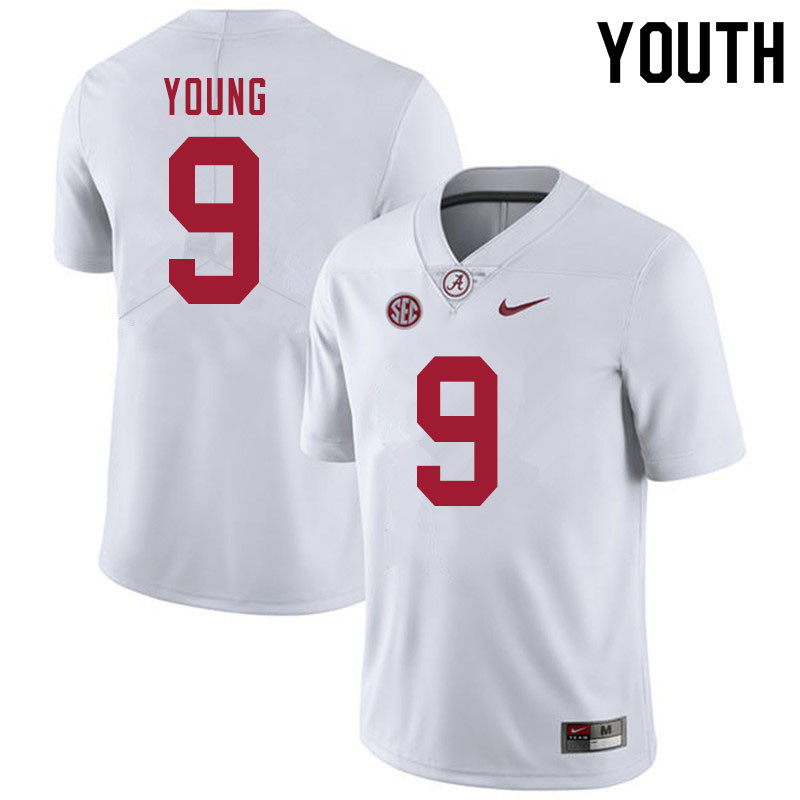 Youth Alabama Crimson Tide Bryce Young #9 2020 White College Stitched Football Jersey 23FE074QN